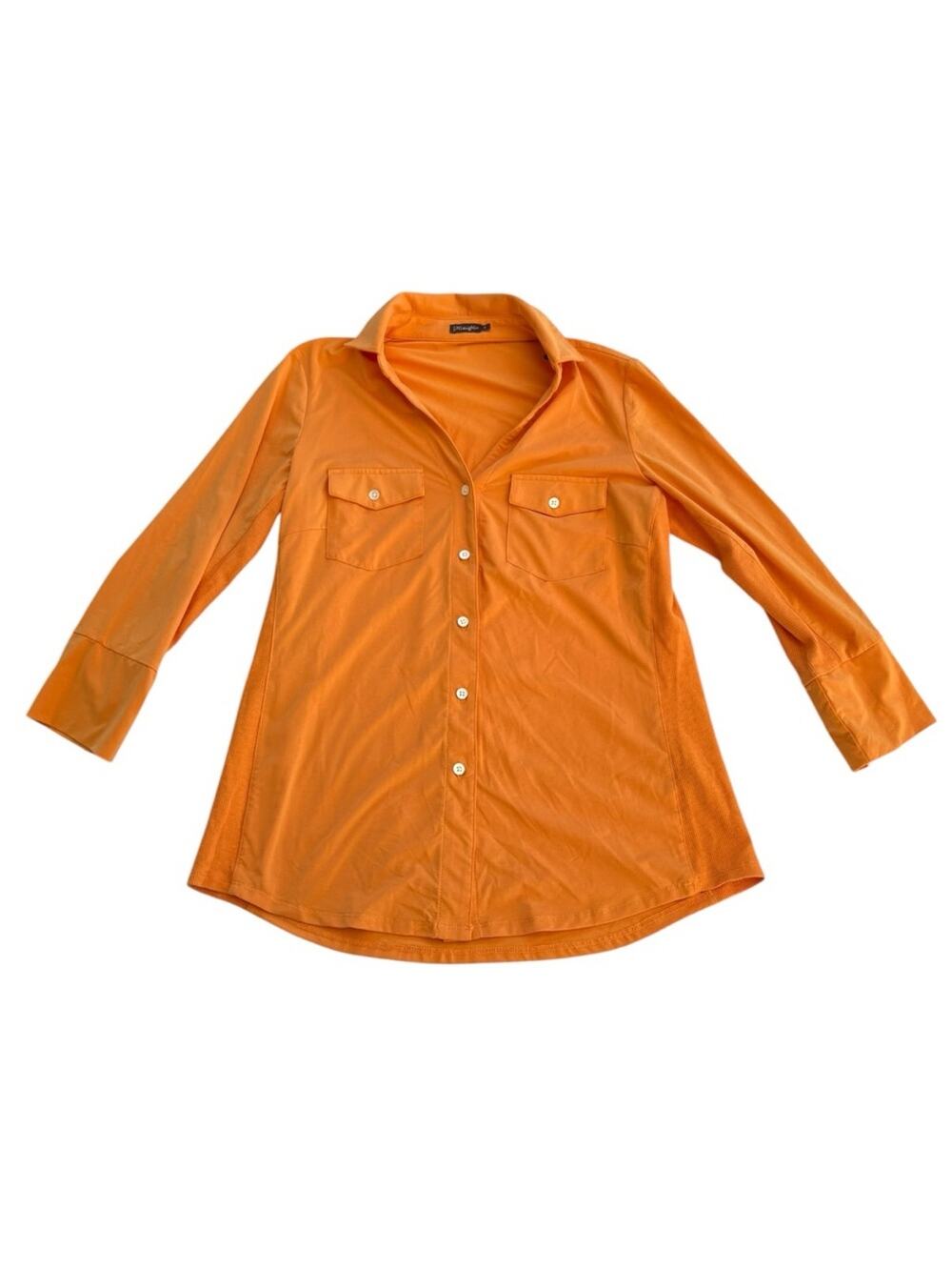 J McLaughlin size small Orange Button-Up Shirt Chest Pockets minimal basic
